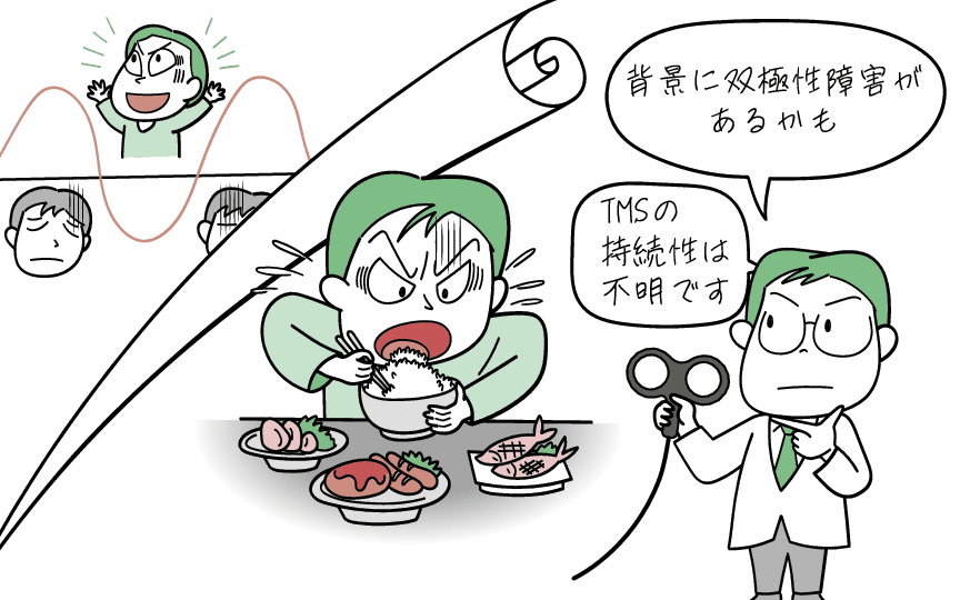 過食症のTMS治療での注意点をイラストでまとめました。