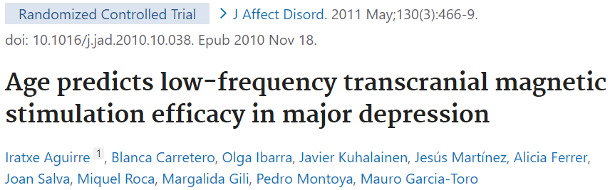 うつ病のTMS治療と年齢の関係（RCT）のご紹介