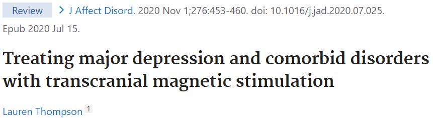 うつ病の併存疾患としてのTMS治療についてレビューした論文になります。