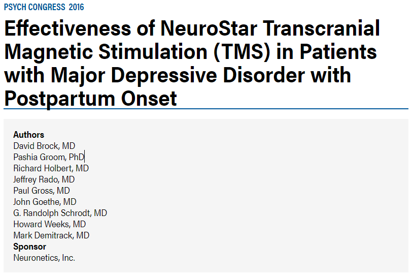 産後うつのニューロスターでのTMS治療についての論文です。