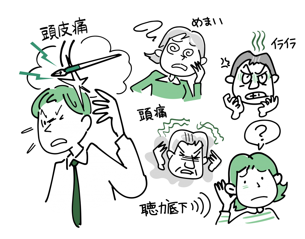 TMSの代表的な副作用をイラストにしました。