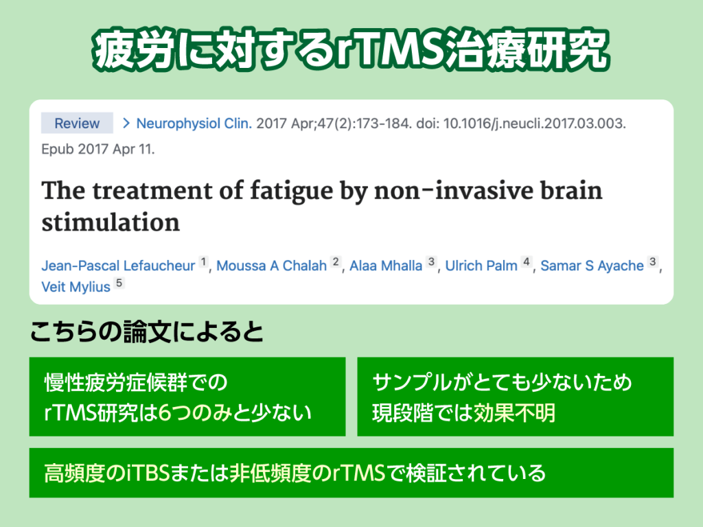 慢性疲労症候群のTMS治療に関するエビデンスをご紹介します。