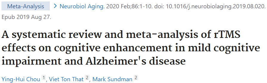 アルツハイマー型認知症とMCIでのrTMSの認知機能増強作用についてのメタアナリシスになります。